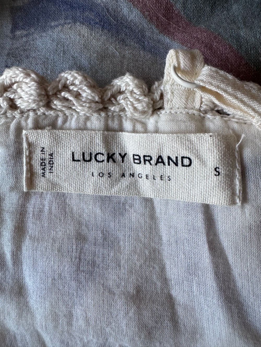 Lucky brand granny square Crochet Flower Ivory & Lavender Camisole Top - Picture 3 of 7